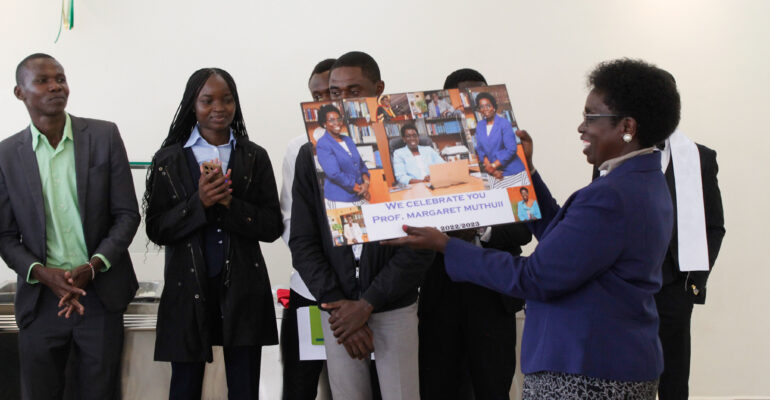 PAC University Student Council gifts outgoing VC Prof. Margaret J. Muthwii